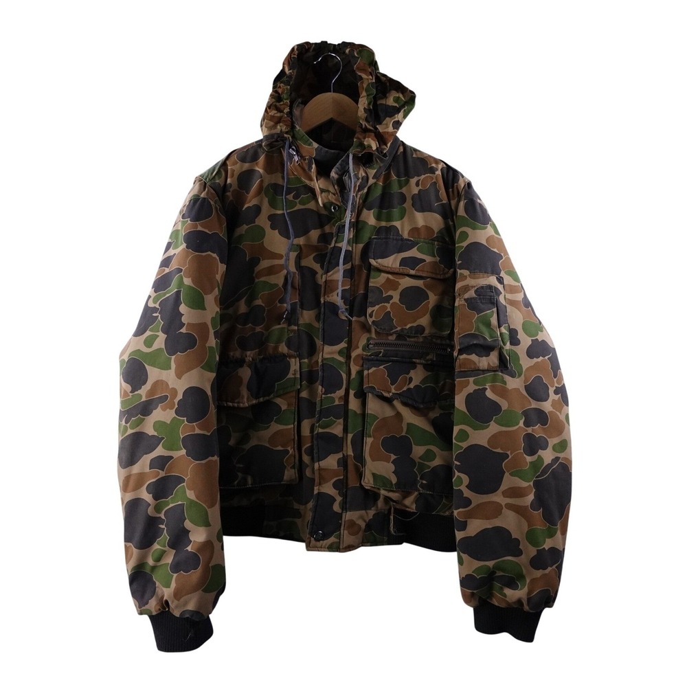 Vintage Trophy Club‎ Camo Hunting Jacket Mens XL Hooded Bomber Warm Insulated